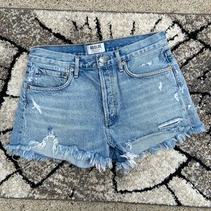 Agolde Parker Los Angeles Premium Distressed Light Blue Jean Shorts Size 27